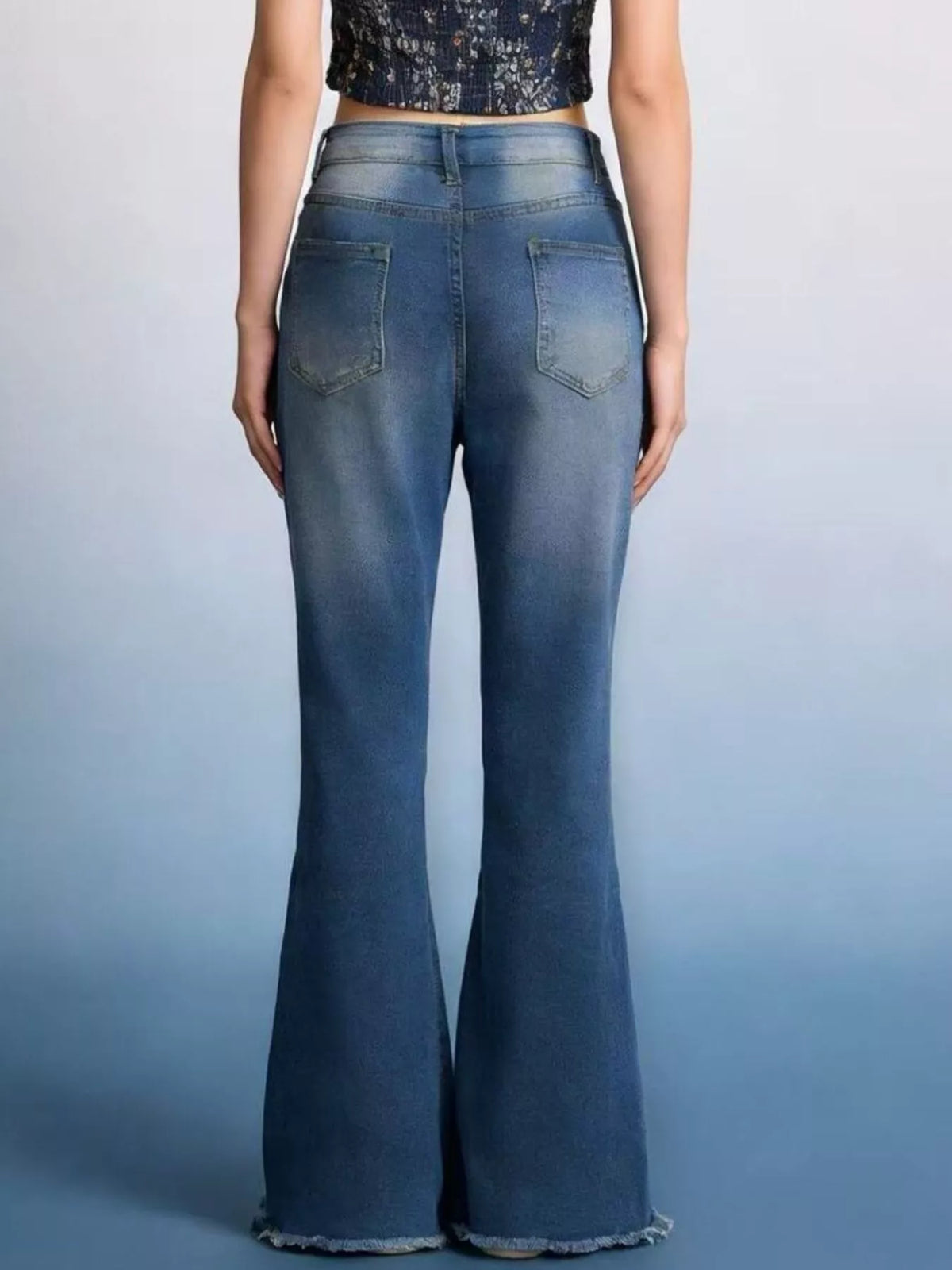 Blue flare jeans full length