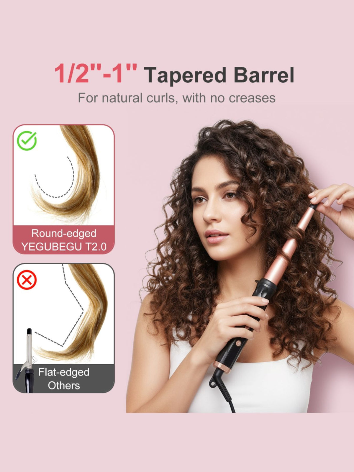 Curling iron held in hand