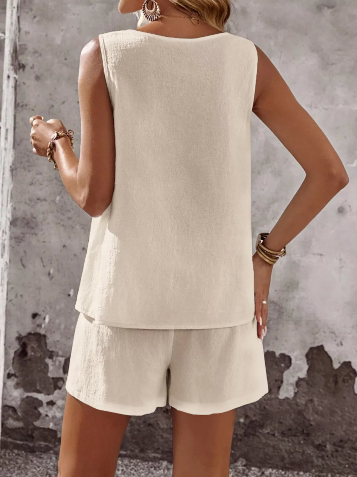 Cotton tank and shorts set full look