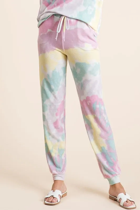 BiBi Tie Dye French Terry Casual Pants - Fashorio