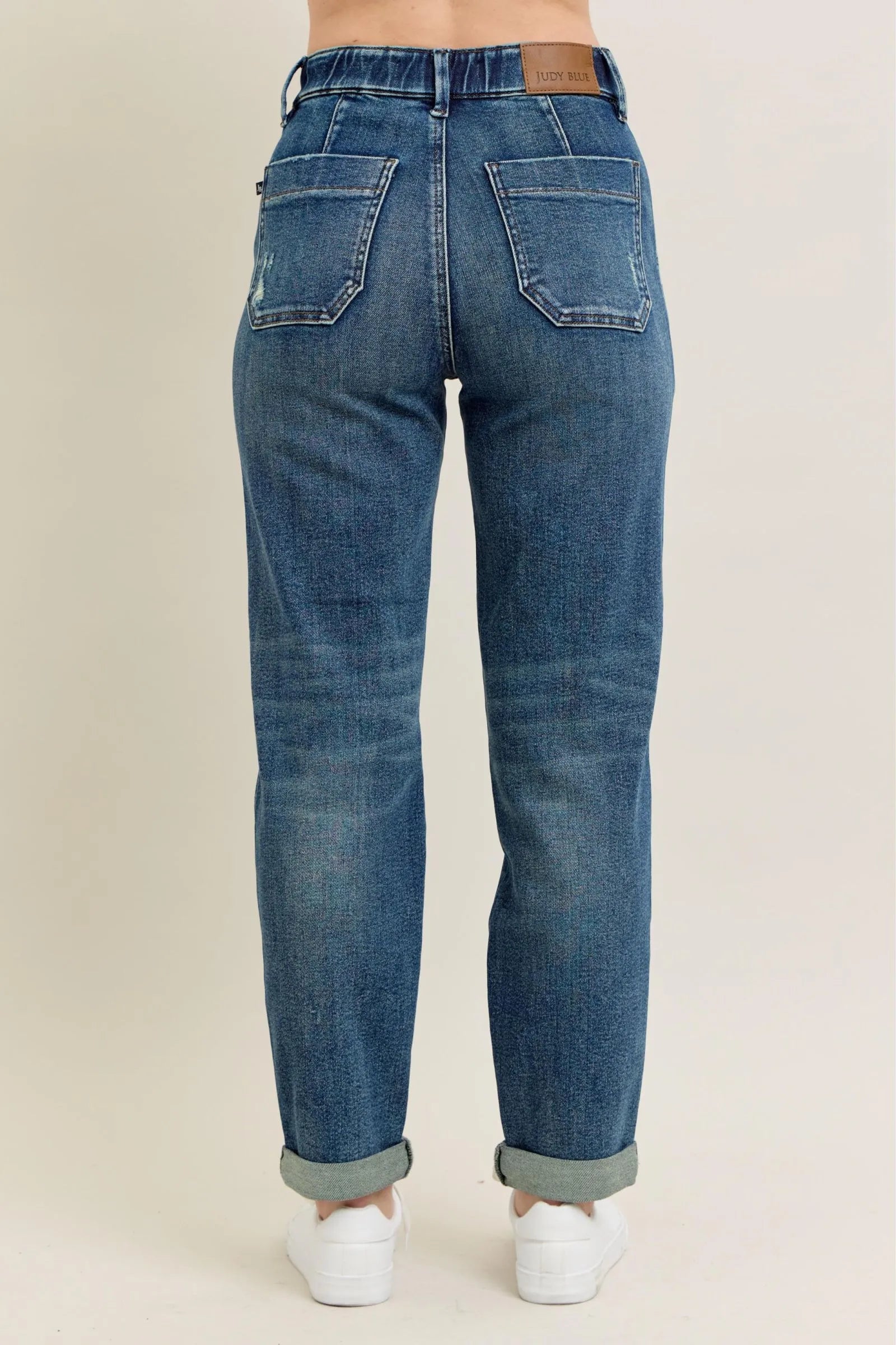 Judy Blue Full Size HW Vintage Wash Jeans w/ Drawstring Plus Size - Fashorio
