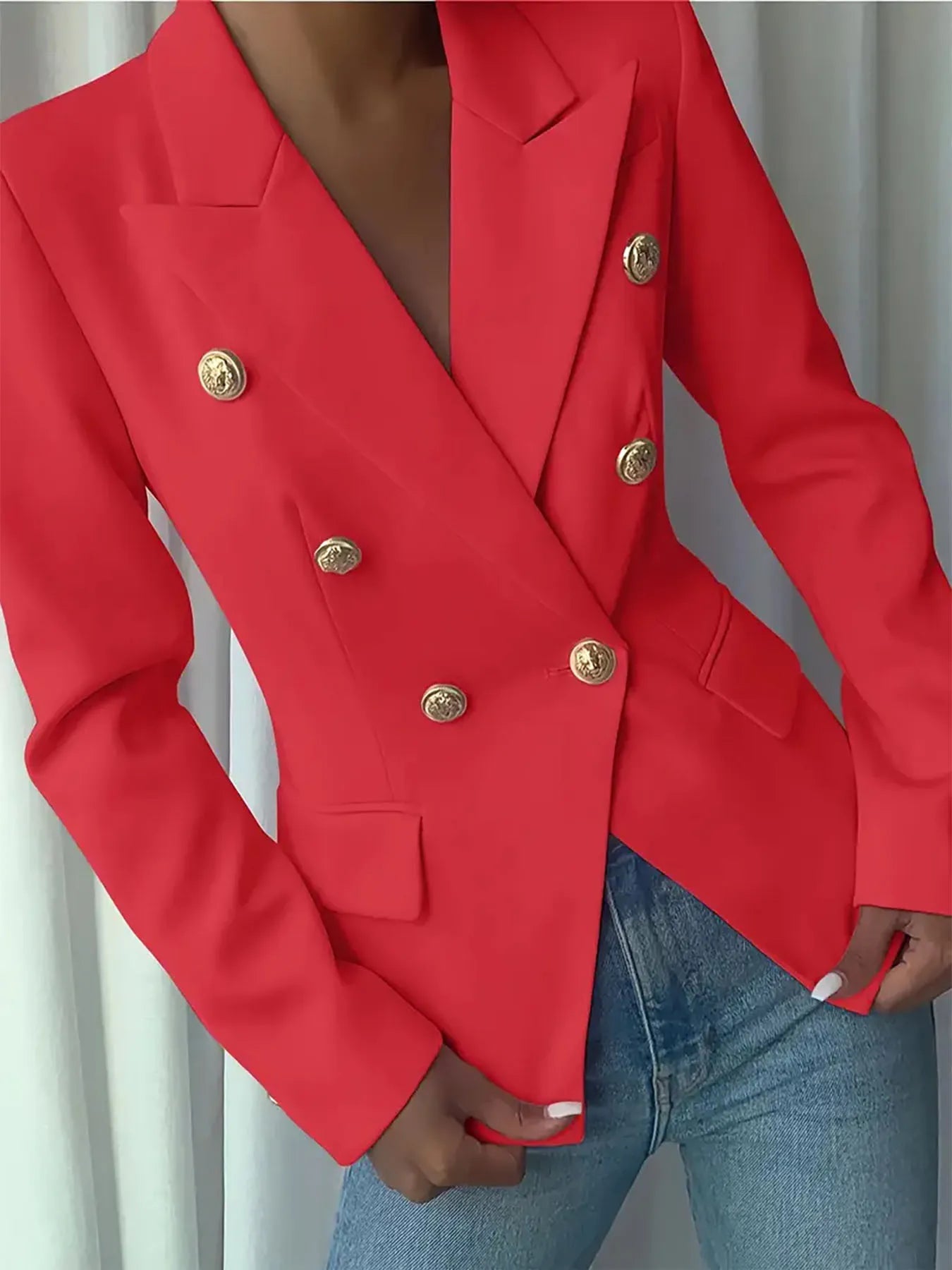 Decor Button Lapel Collar Blazer - Fashorio