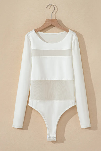 Round Neck Long Sleeve Bodysuit - Fashorio