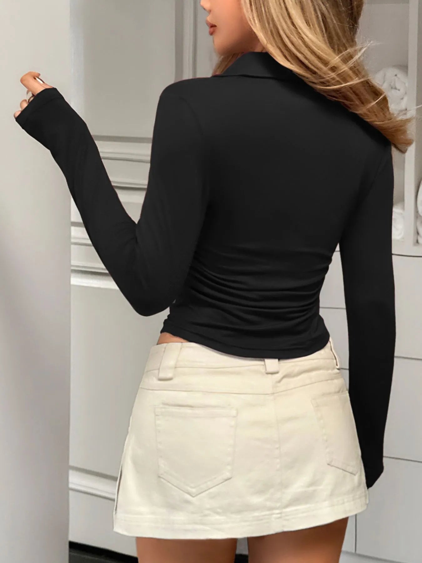 Johnny Collar Long Sleeve T-Shirt - Fashorio