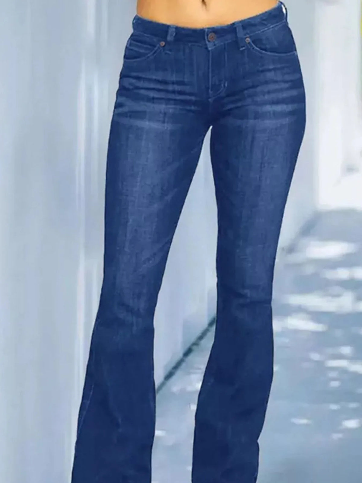 High Waist Flare Jeans with Pockets, view 8