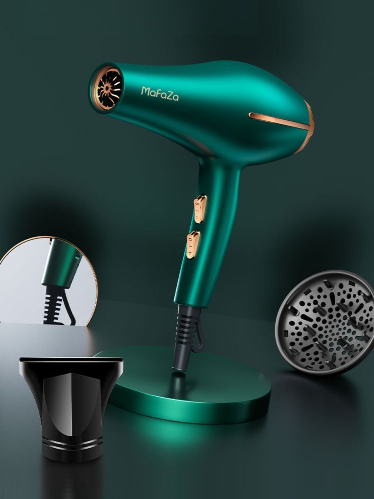 Adjustable temperature hair dryer full view