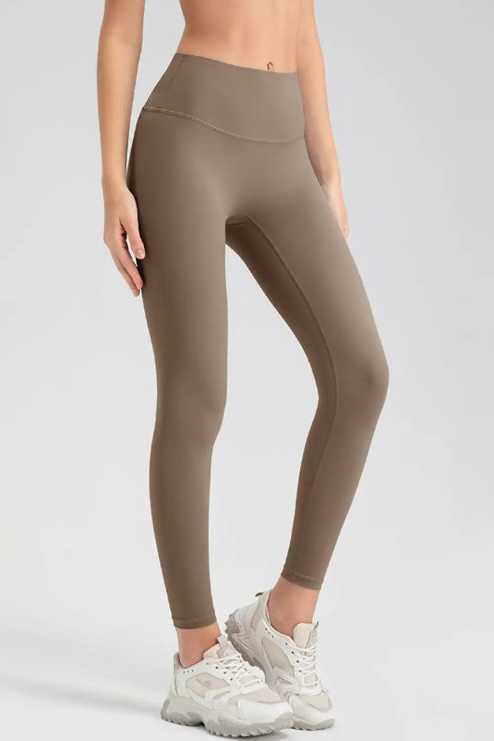 wide waistband sport leggings styled on model
