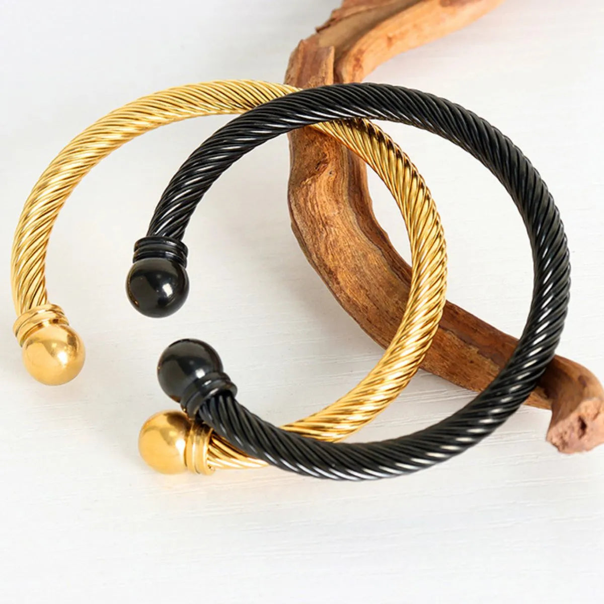 Stainless Steel Twisted Cable Cuff Bracelet - Fashorio