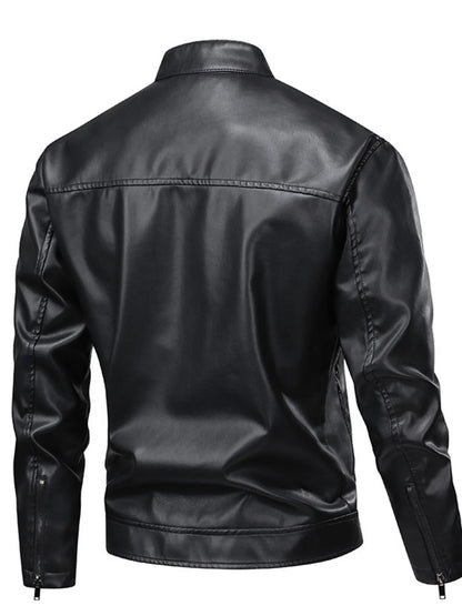 Men's Full Size Leather Zip Up Jacket Plus Size - Fashorio