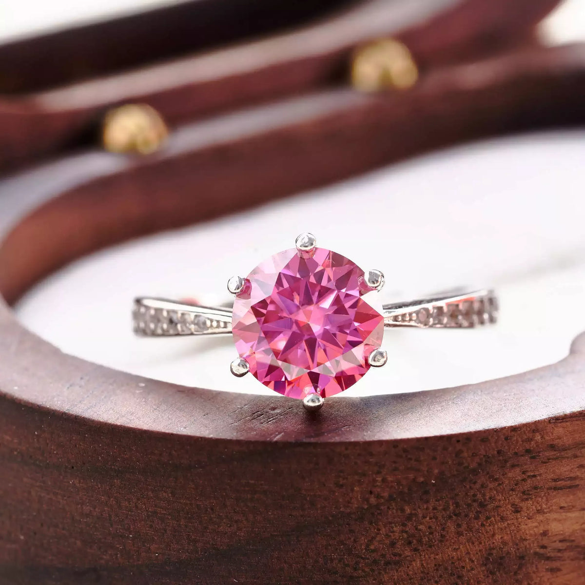 Moissanite ring with its matching gift box