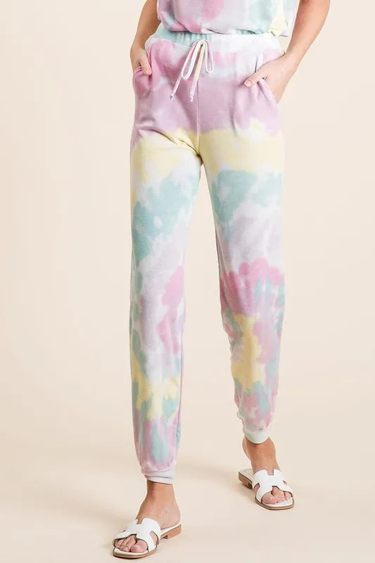 BiBi Tie Dye French Terry Casual Pants - Fashorio