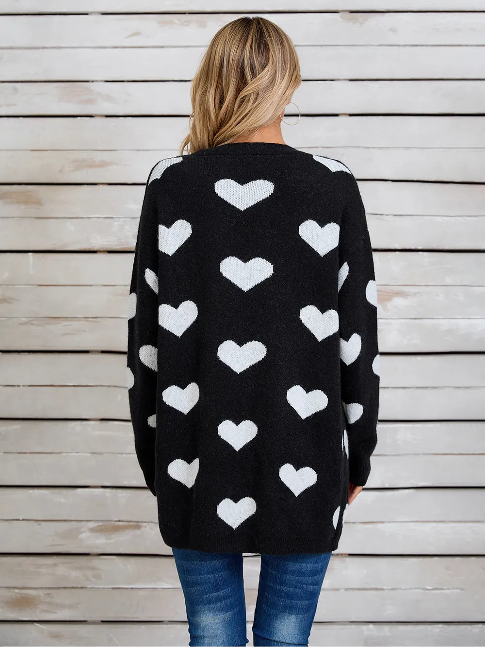 Angel Wings Heart Open Front Long Sleeve Cardigan - Fashorio