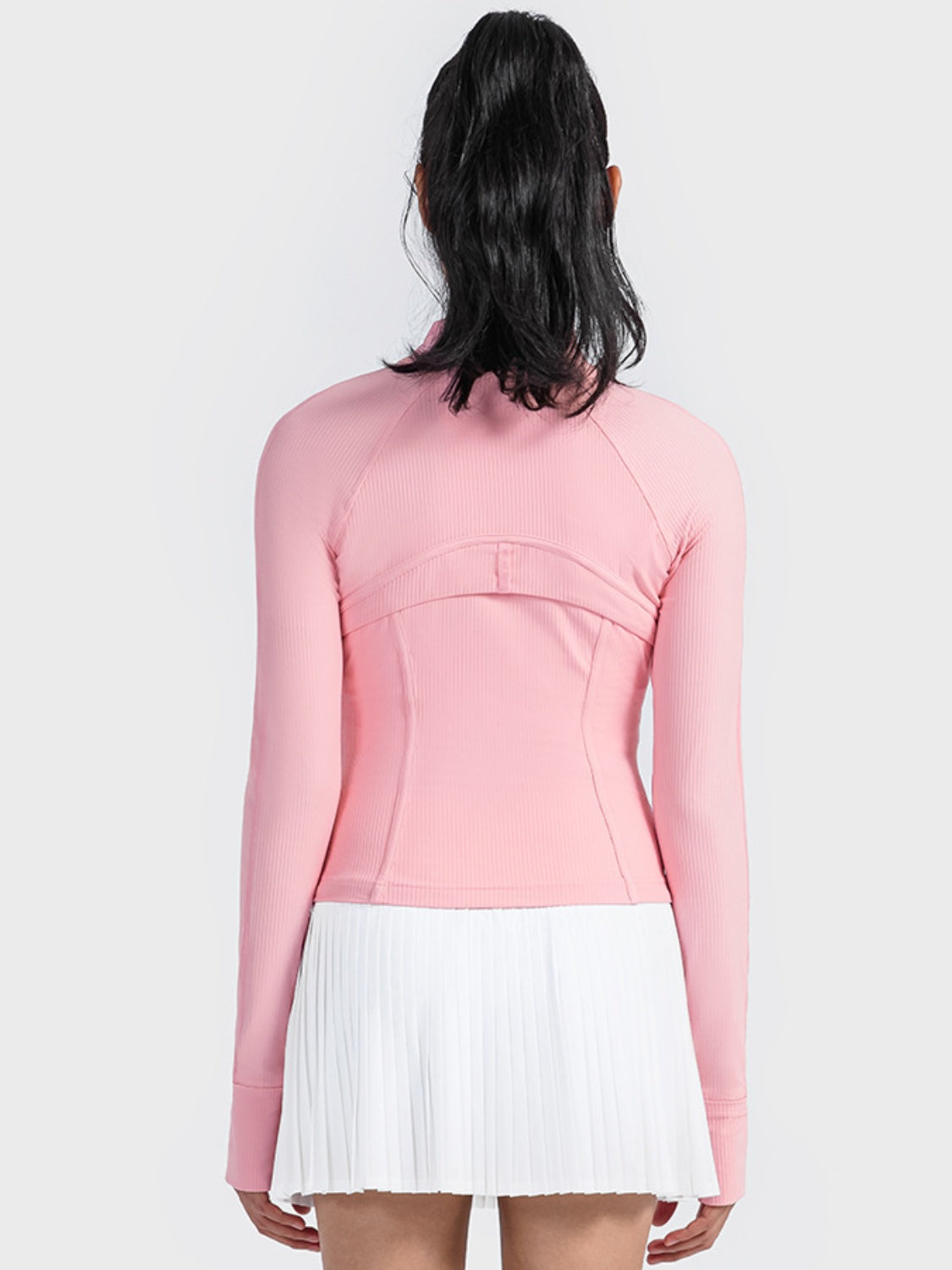 Zip up long sleeve sports jacket waist detail