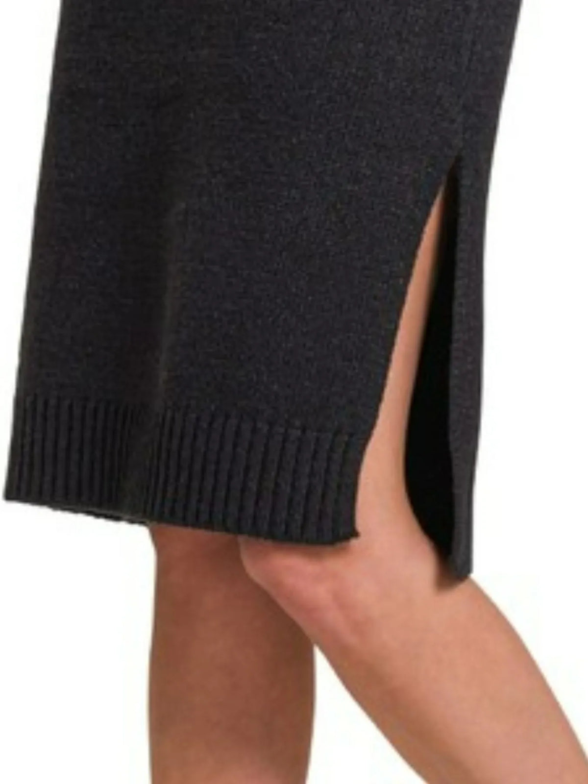 Ribbed Turtleneck Long Sleeve Midi Sweater Dress side view