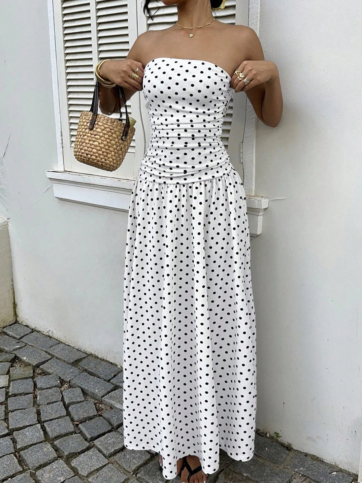 Strapless maxi dress back view