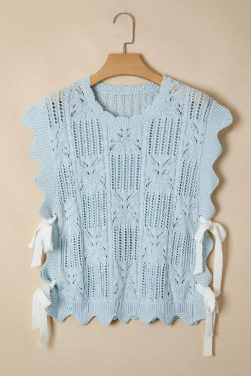 Openwork Side Tie Cable Knit Top, view 5