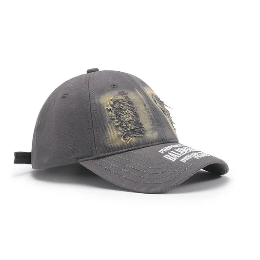 Distressed Letter Cotton Baseball Cap - Fashorio