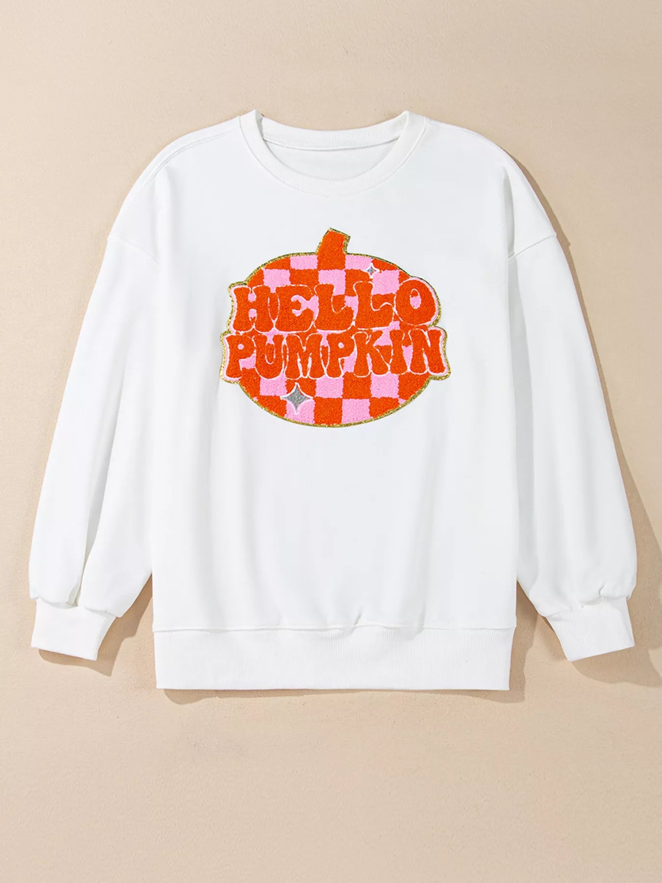 Halloween Pumpkin Patched Pattern Long Sleeve Sweatshirt - Fashorio