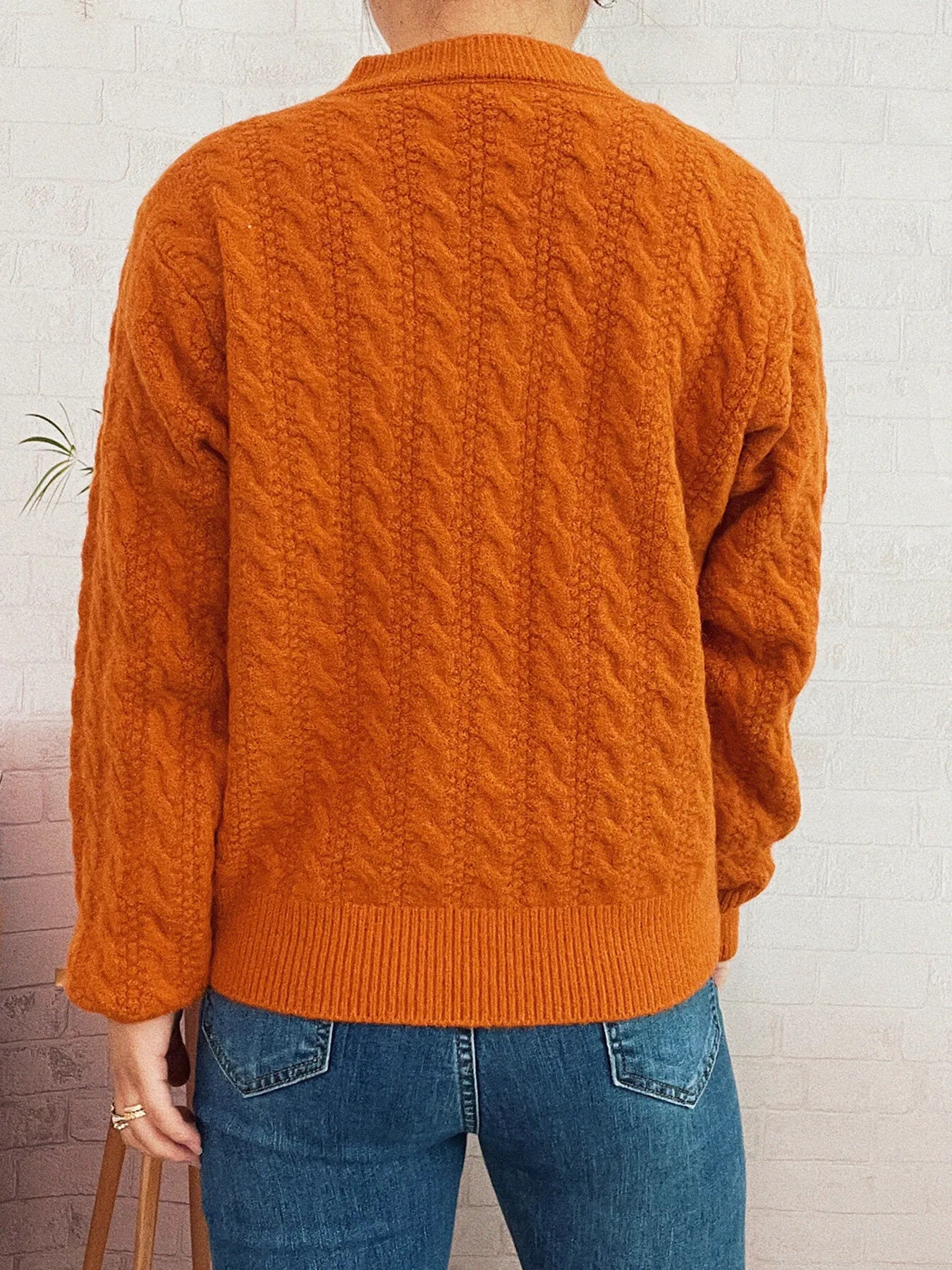 Cable Knit Button-Up Cardigan - Fashorio