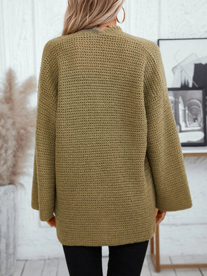 Open Front Long Sleeve Cardigan - Fashorio