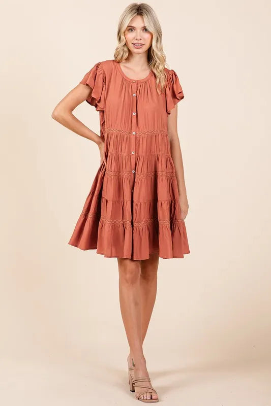 Lace tiered dress full length styling