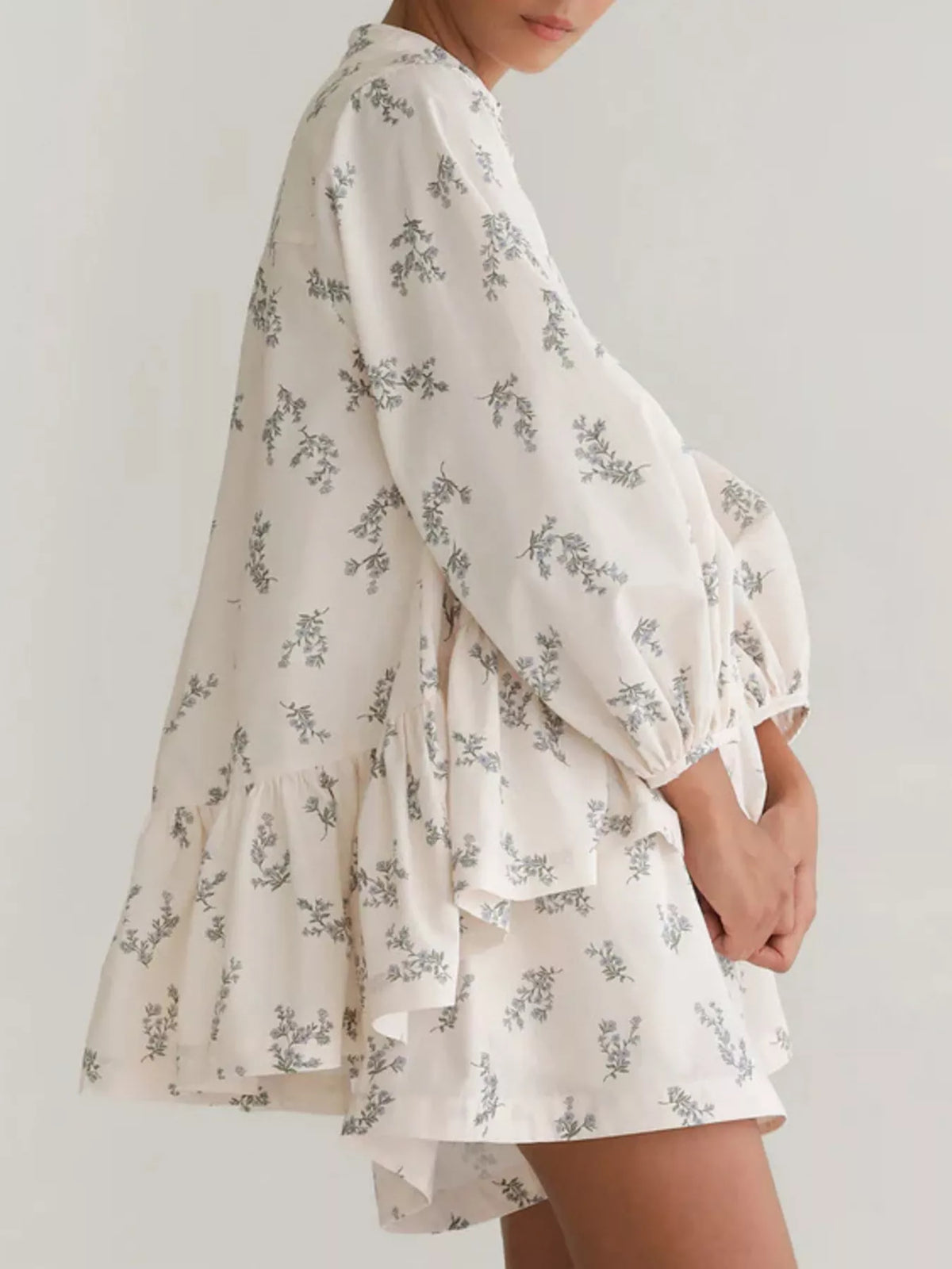 Floral Balloon Sleeve Top and Shorts Set, view 6