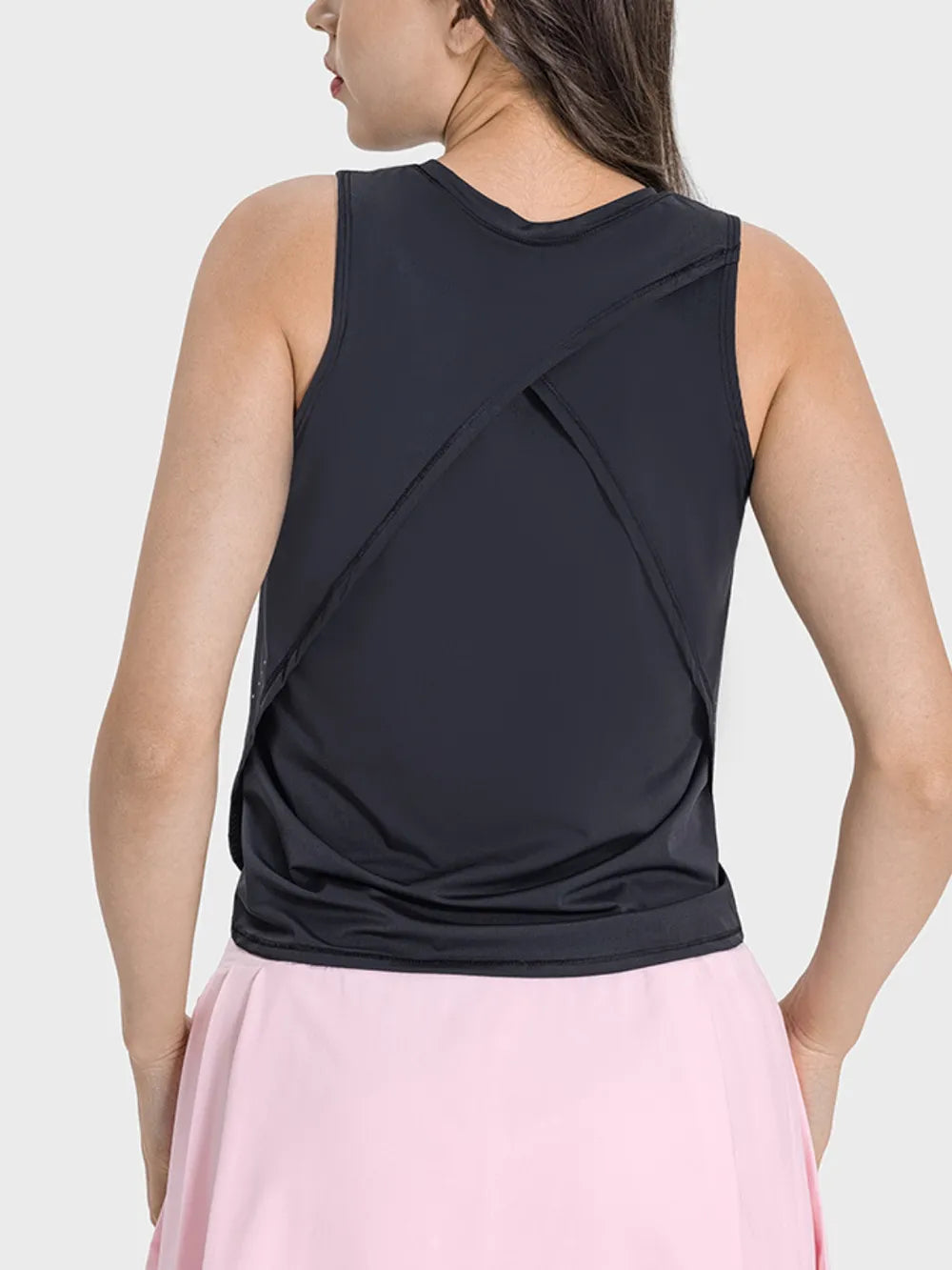 Round Neck Active Tank back view
