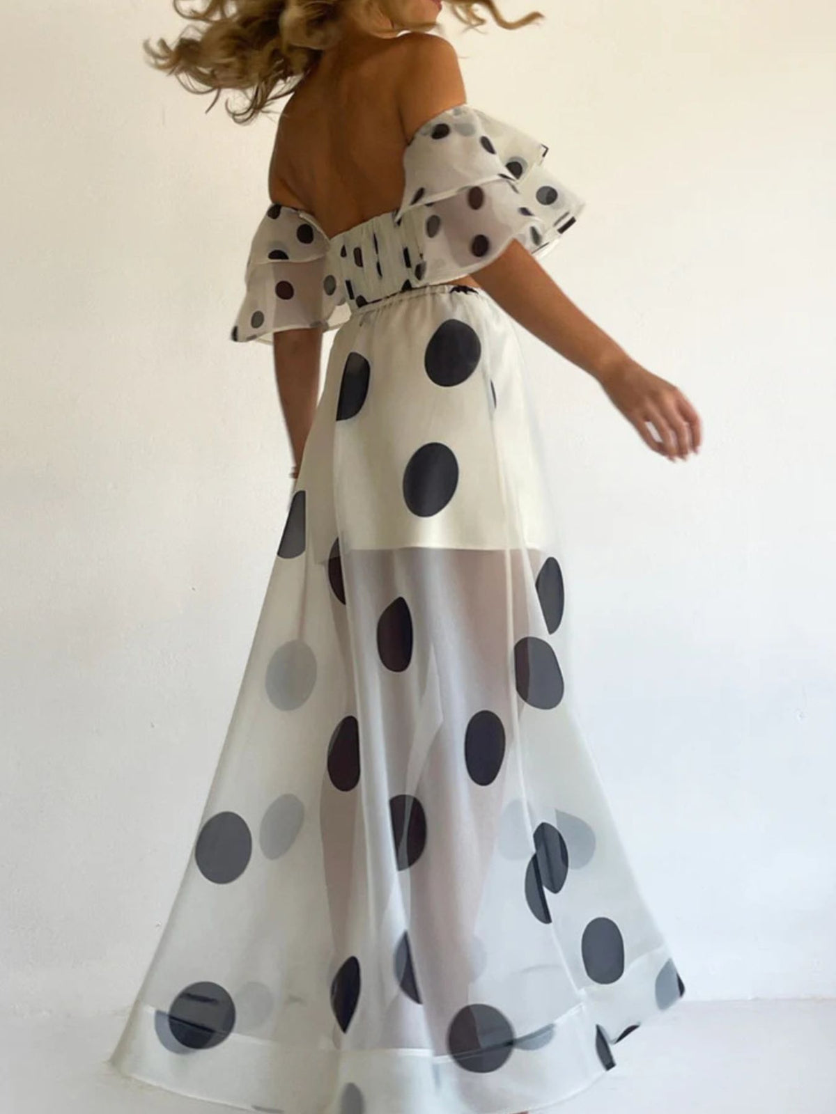 Polka dot two piece set side view
