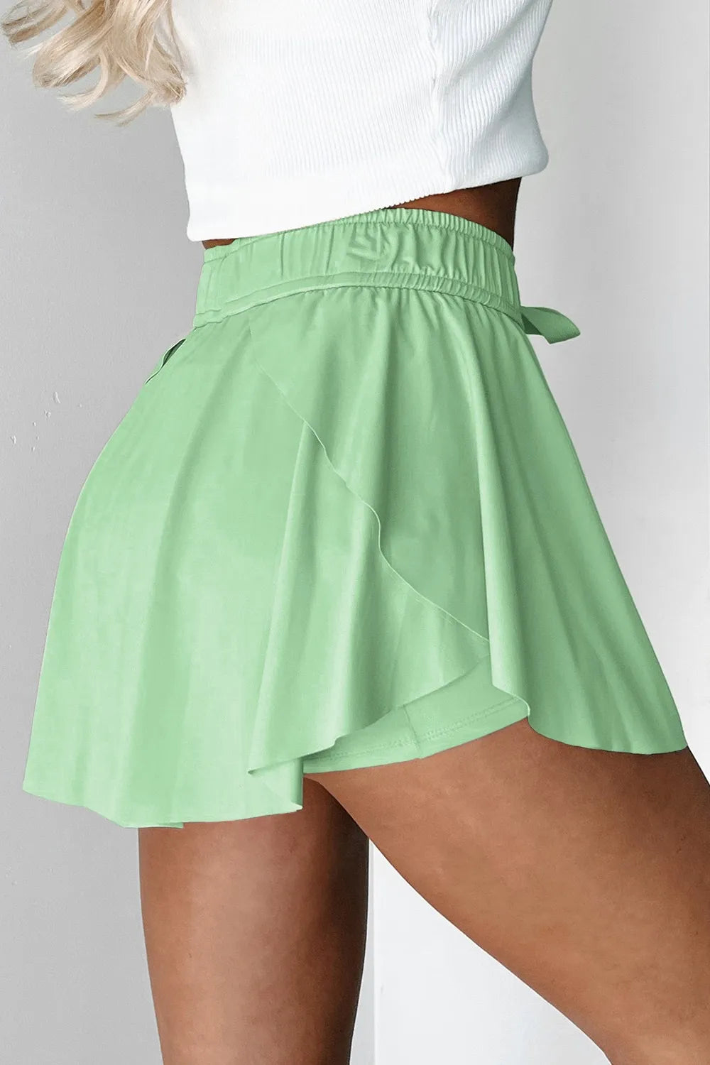 Drawstring active skort front view