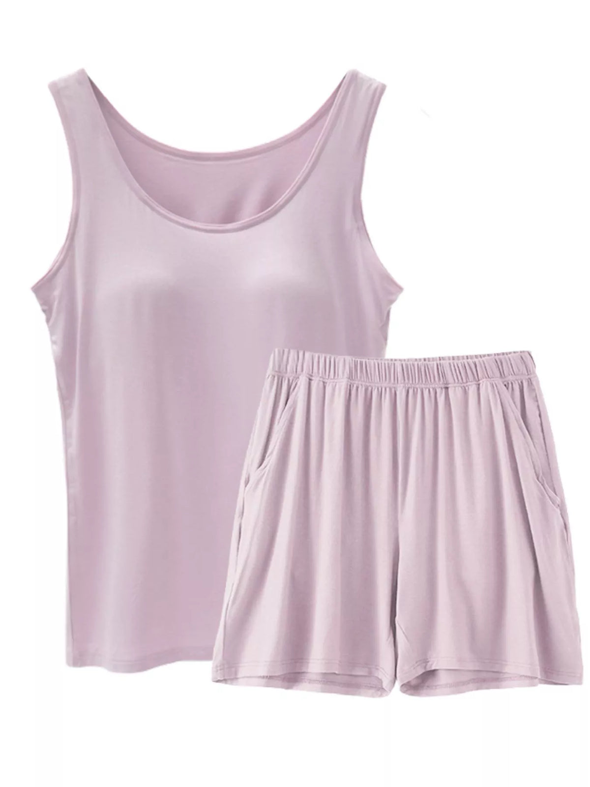 Modal Tank Top and Shorts Two Piece Set Plus Size, view 7