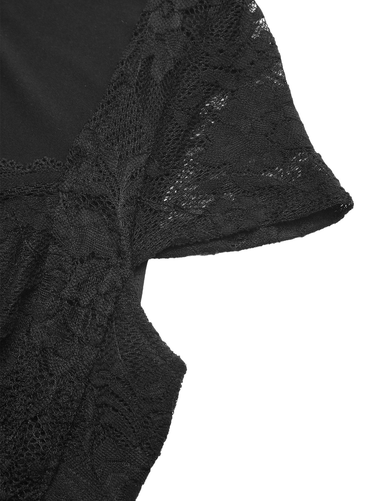 Three quarter view of the lace bodysuit