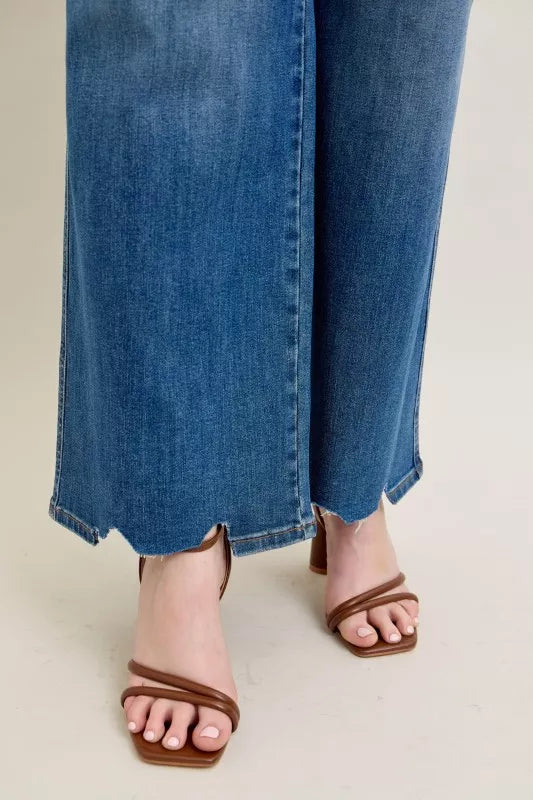 Judy Blue High Rise Distressed Wide Leg Jeans, view 14