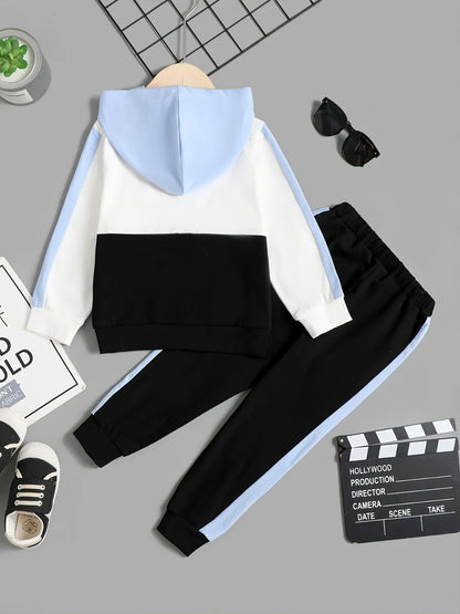 Children's Color Block Hoodie and Pants Set - Fashorio