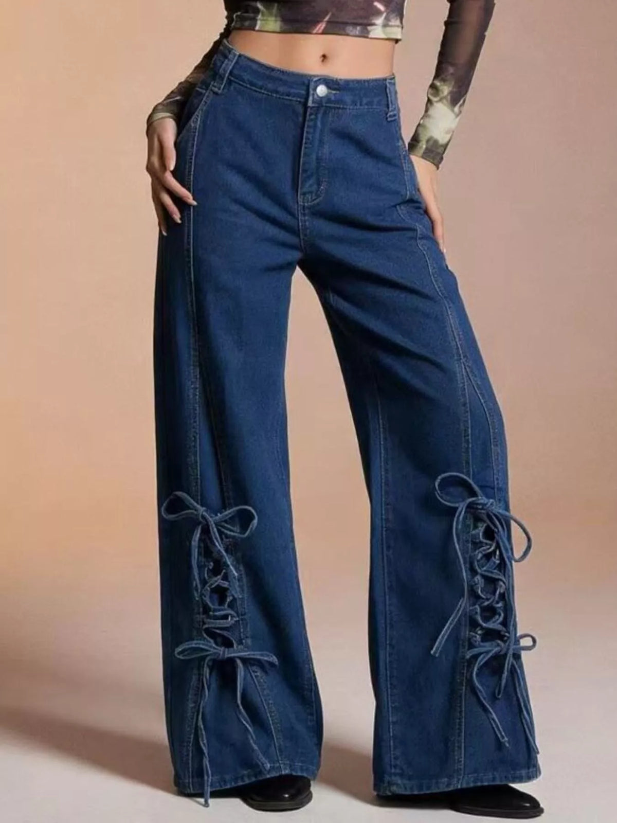 High waist wide leg jeans full length