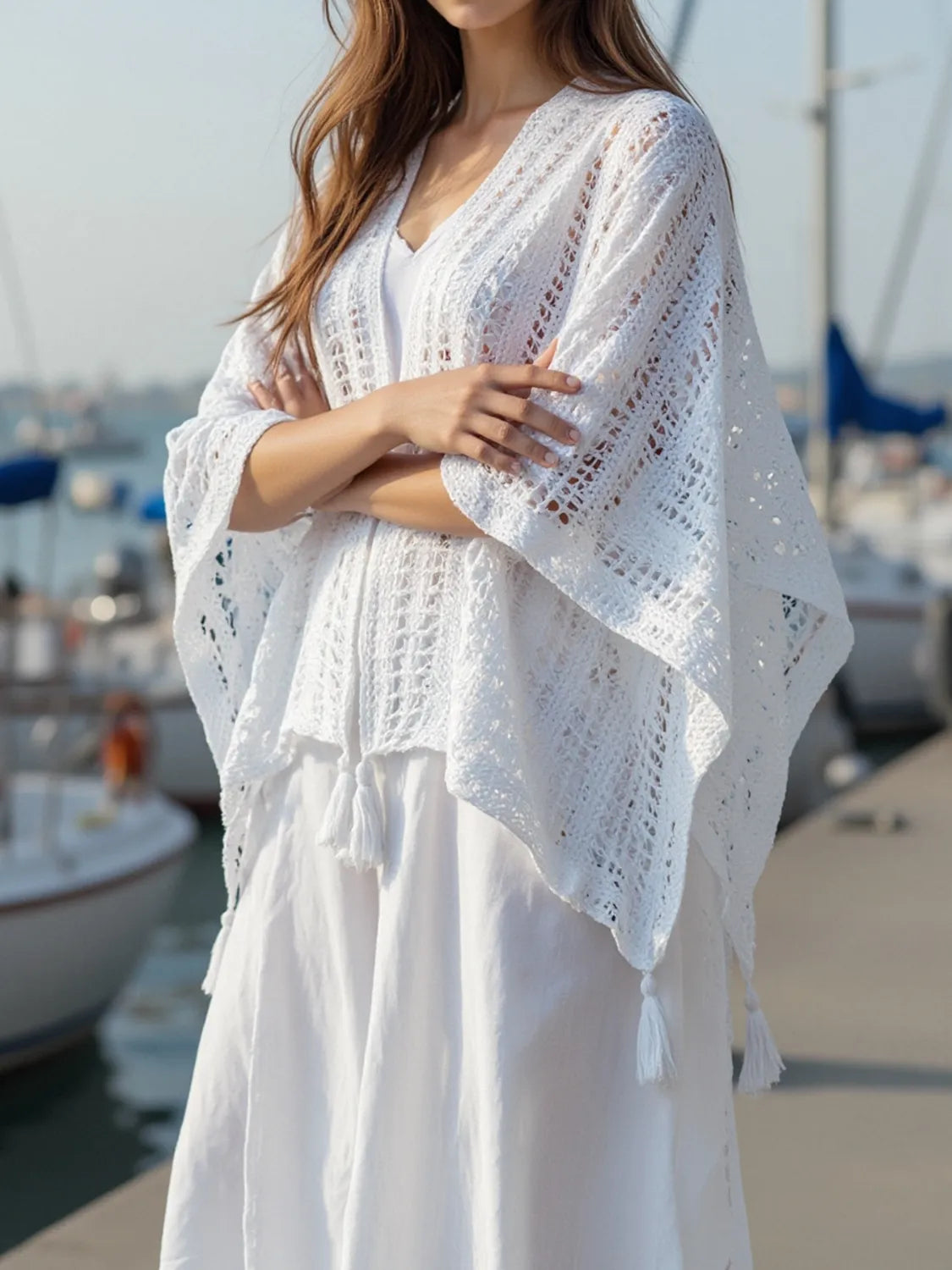 Open front knit cover up side view