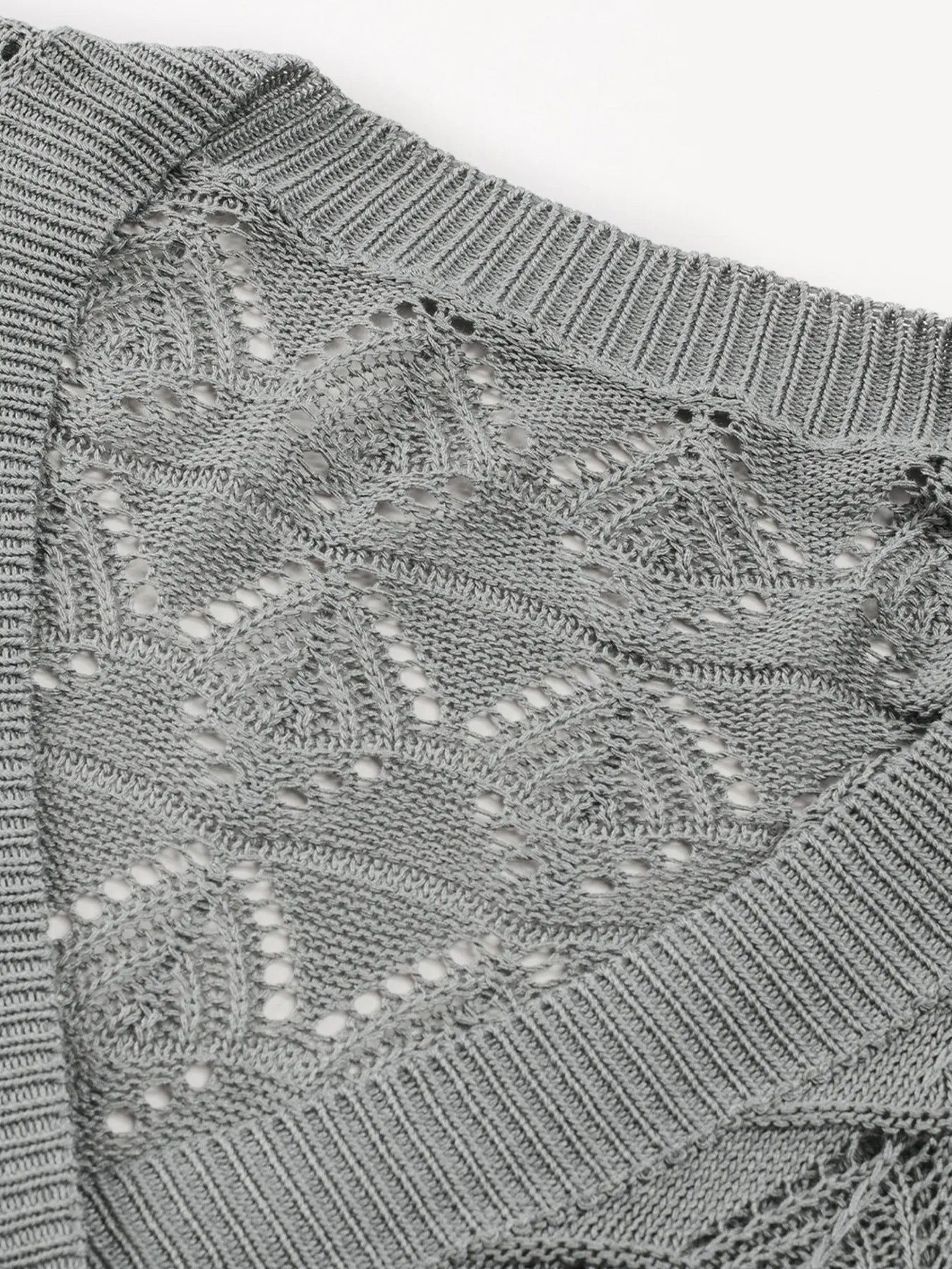 Buttoned Front Openwork Cardigan - Fashorio