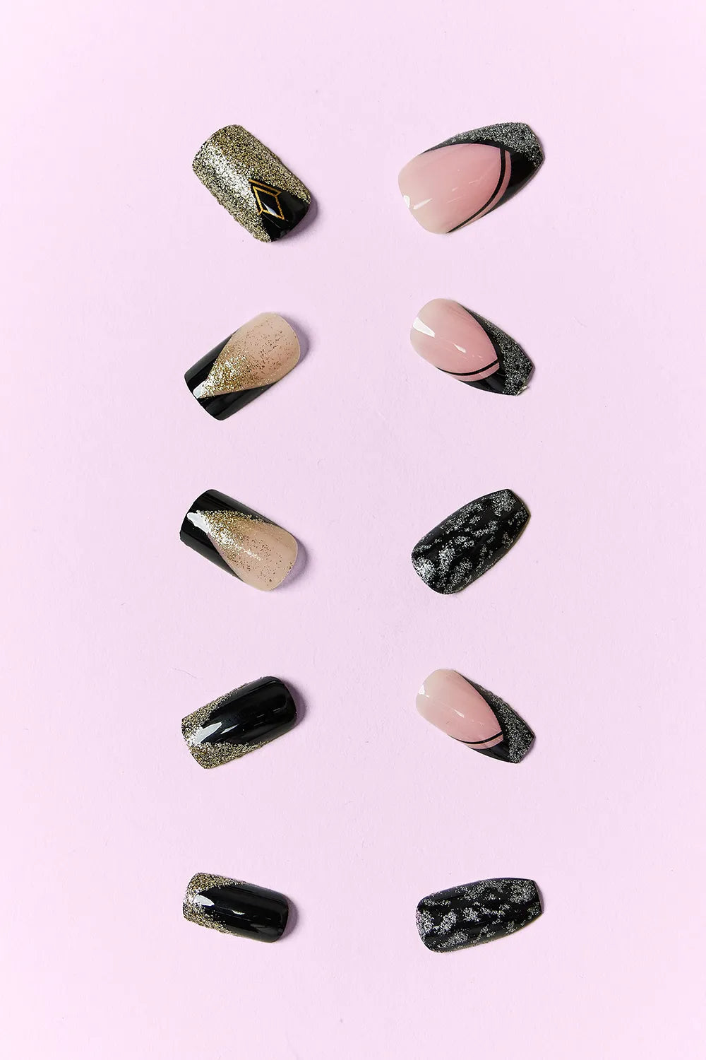 Close up of press on nail finish