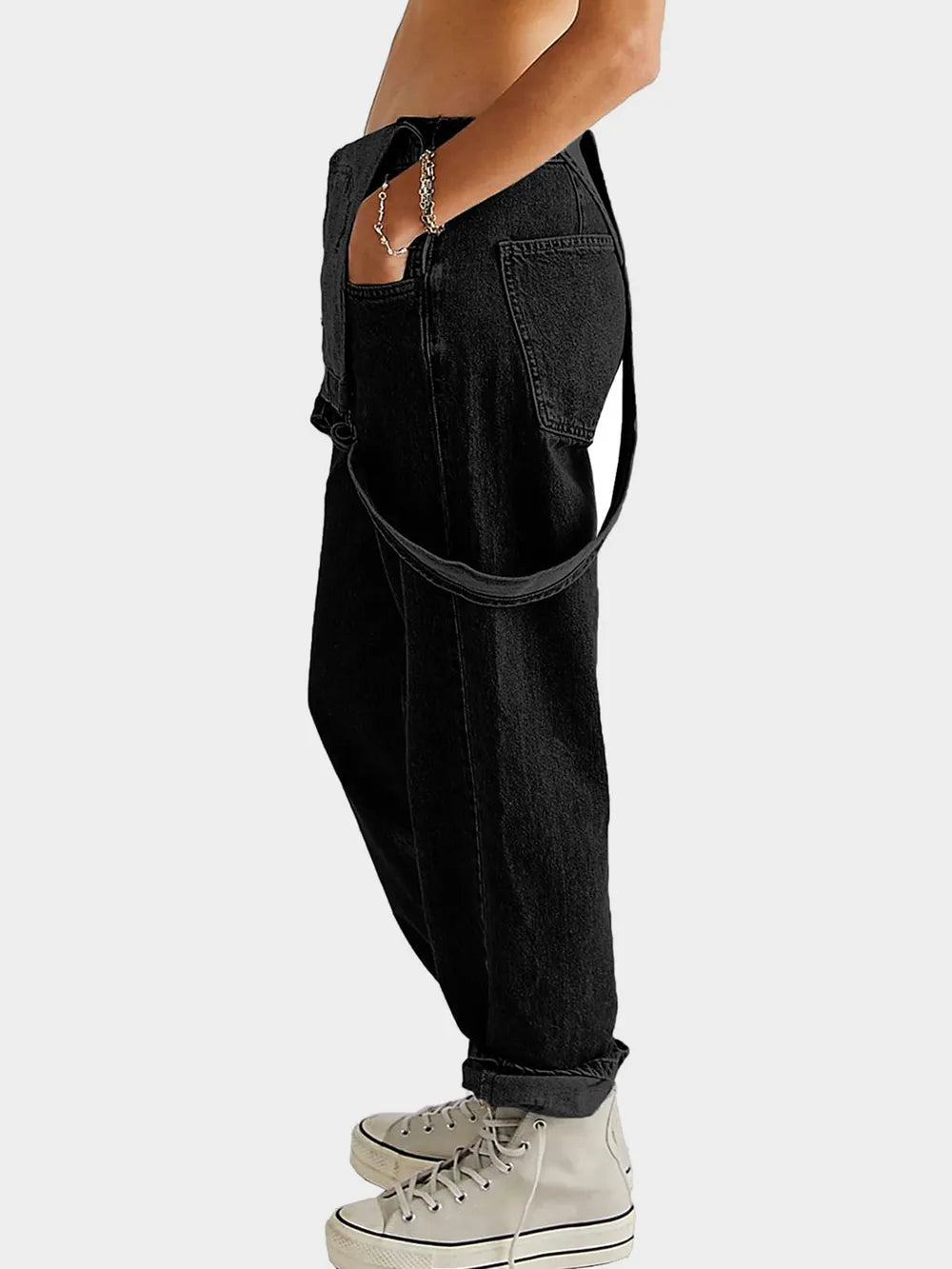 Square Neck Wide Strap Denim Overalls - Fashorio