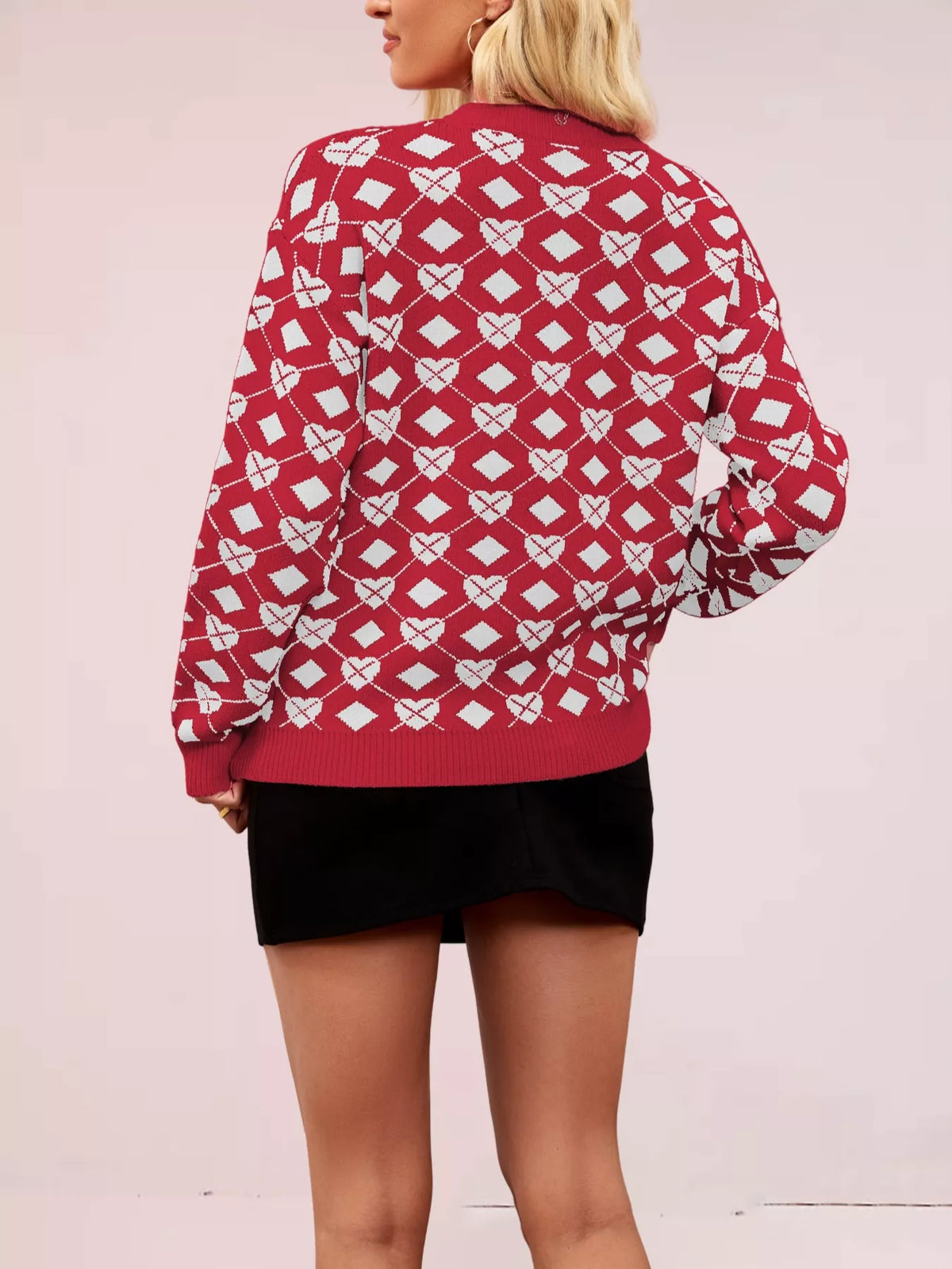 Heart and Diamond Pattern Sweater sleeve detail