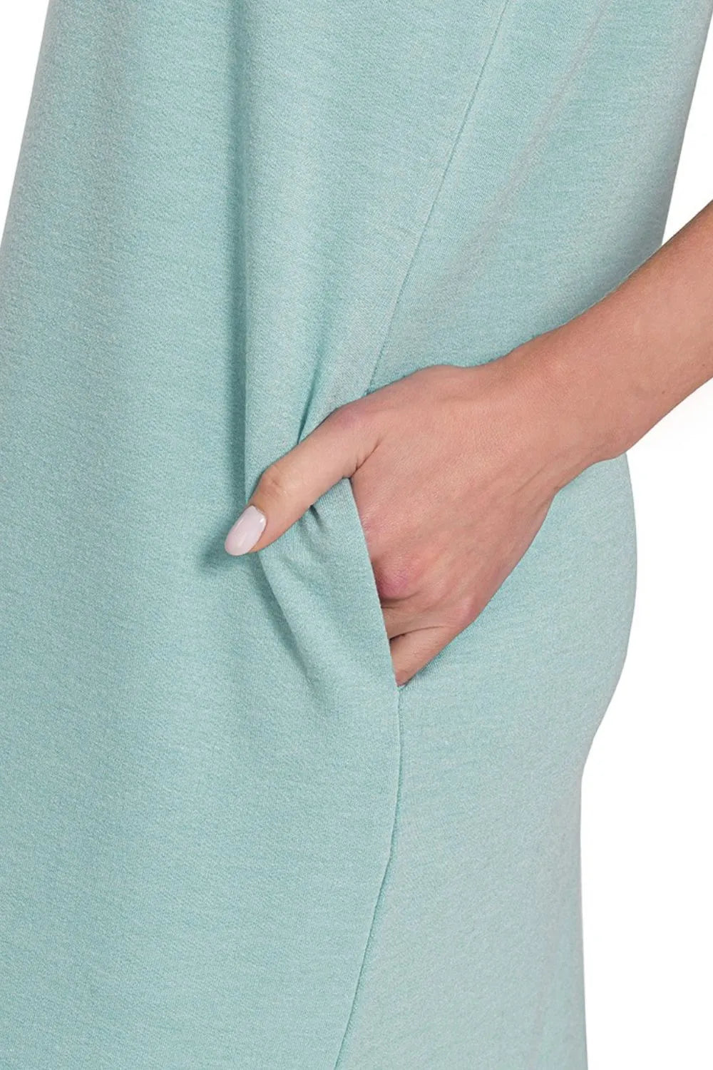 French Terry Sleeveless Round Neck Midi Dress side view