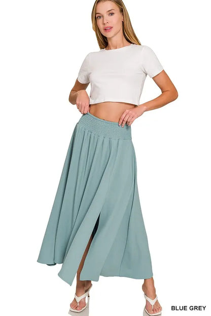 Zenana Heavy Woven Span Crop Tee & Skirt Set - Fashorio