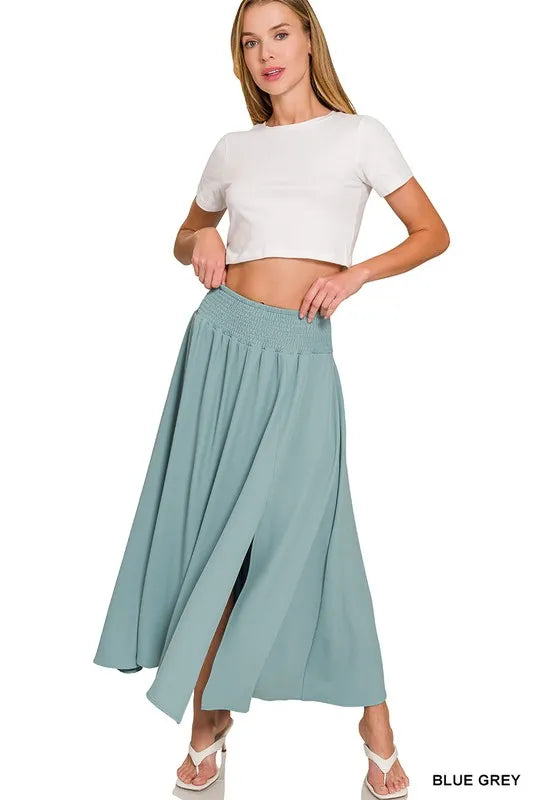 Zenana Heavy Woven Span Crop Tee & Skirt Set - Fashorio