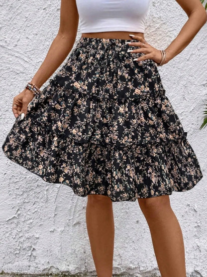 Floral Print Midi Skirt - Fashorio
