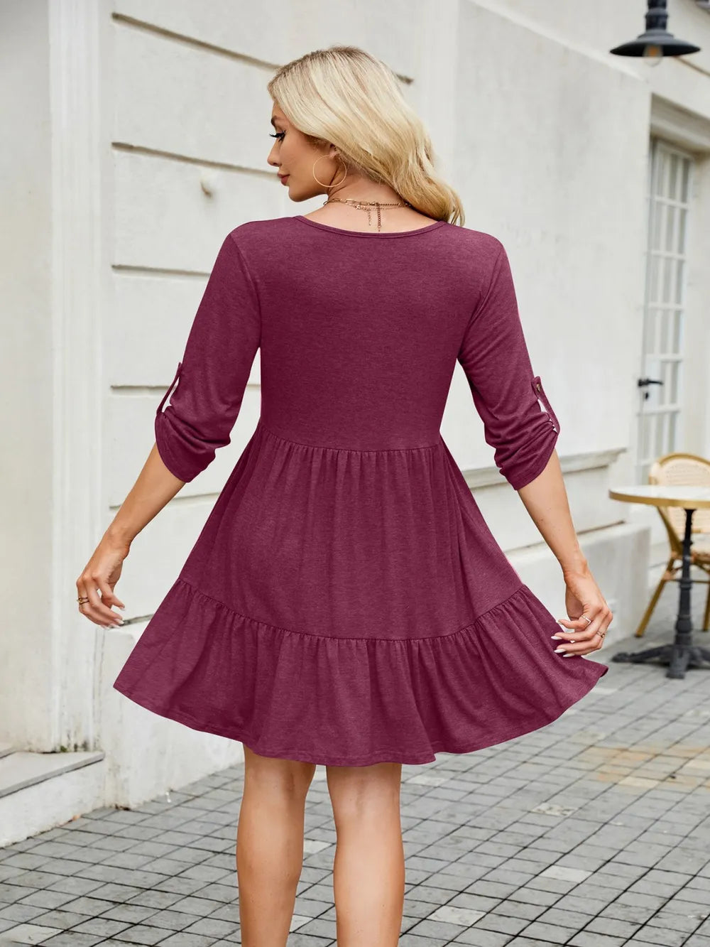 Tiered skirt detail on mini dress
