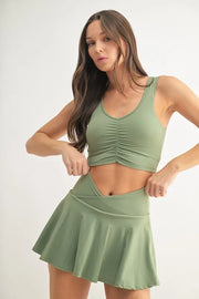 MONO B Ruched Front Active Tank MOSS - Fashorio
