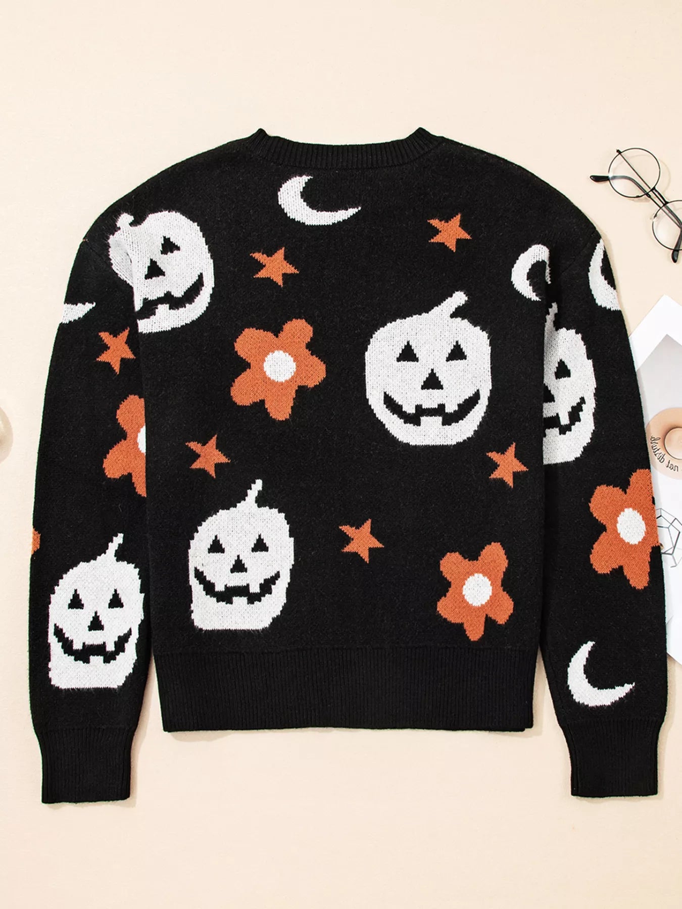 Halloween Gothic Pattern Long Sleeve Sweater - Fashorio