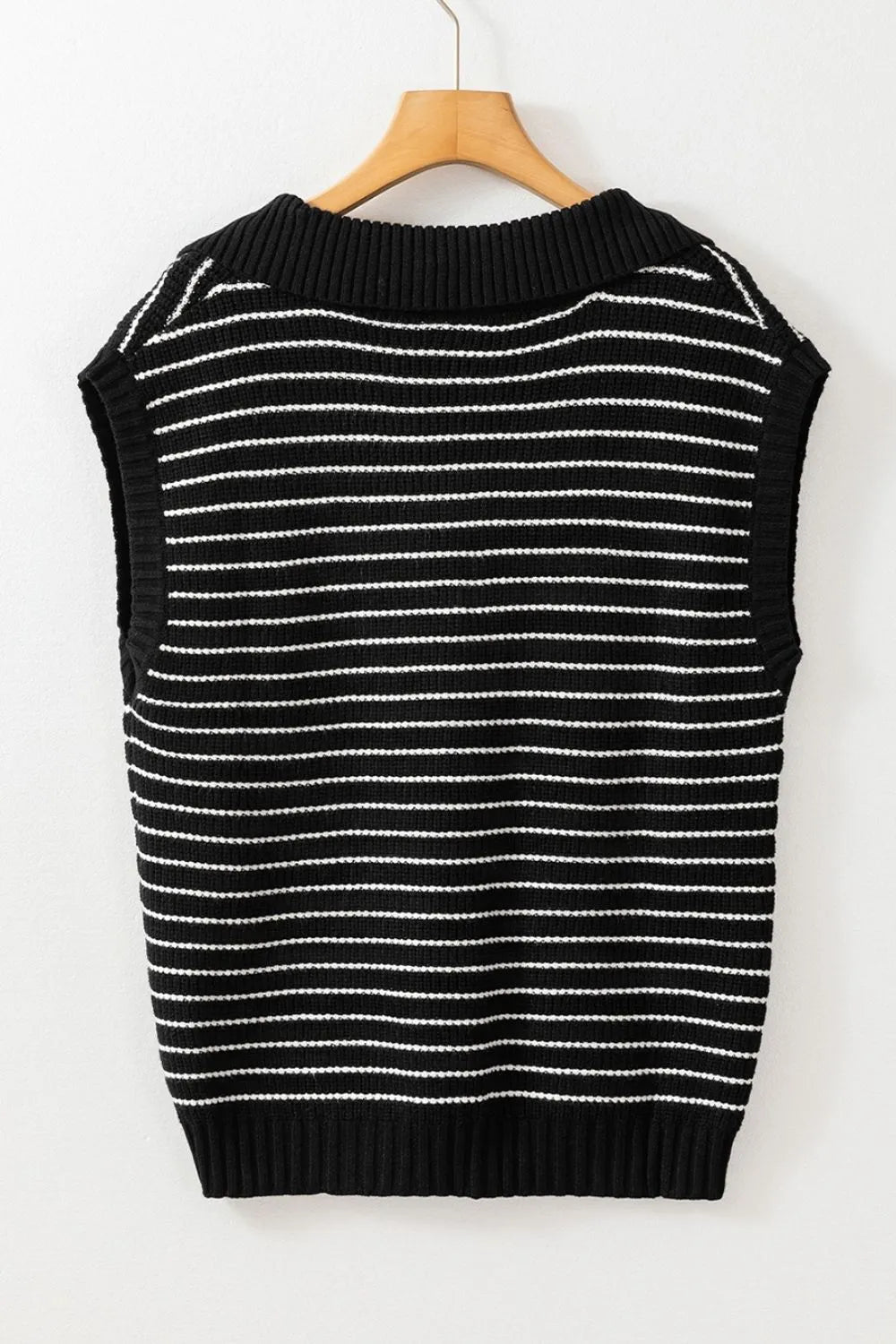 Striped Johnny Collar Sweater Vest in Beige view 14