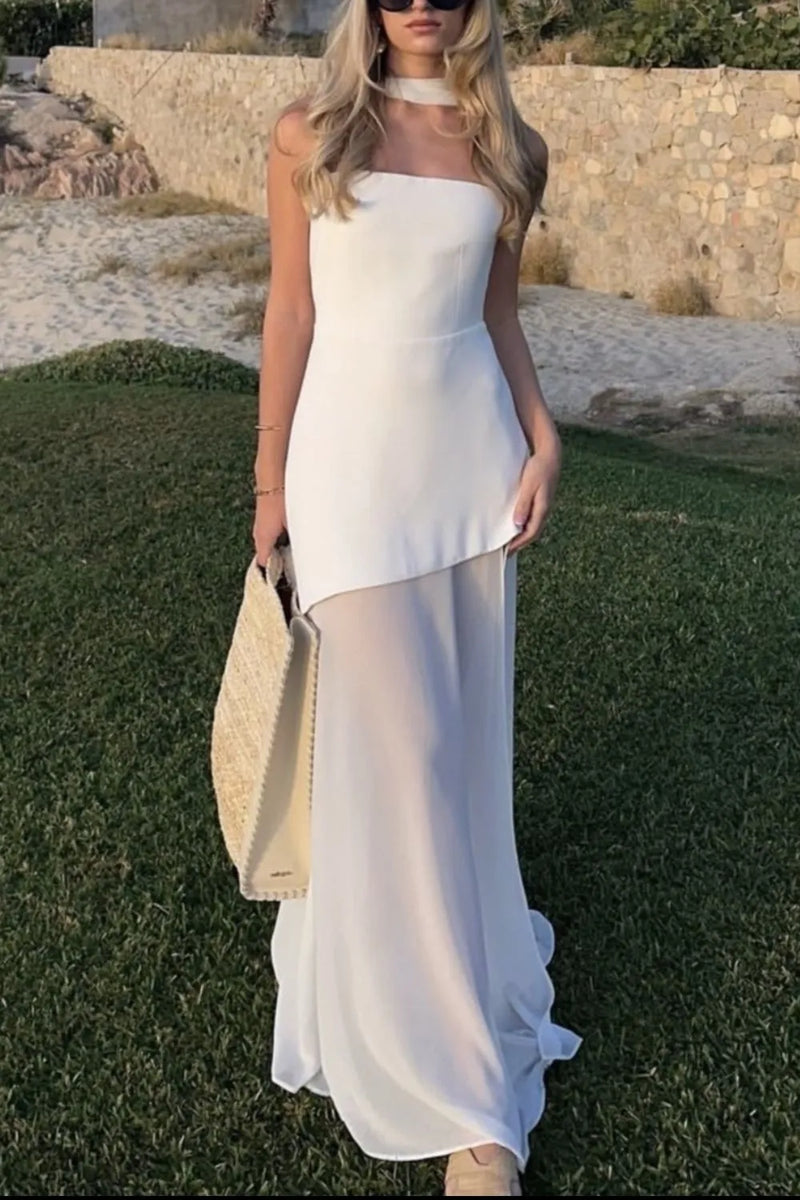 Layered tube maxi dress front view