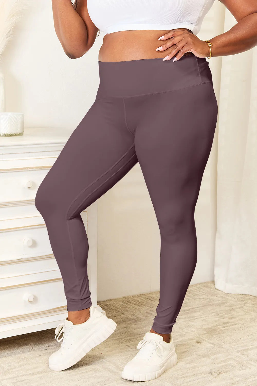 Double Take Wide Waistband Sports Leggings - Fashorio