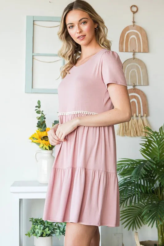 Plus size tiered mini dress fit view